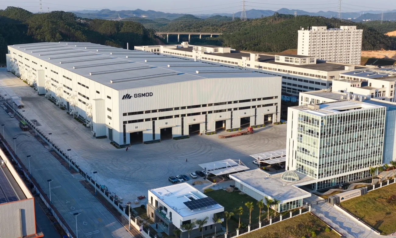 GSMOD modular building factory and office aerial view