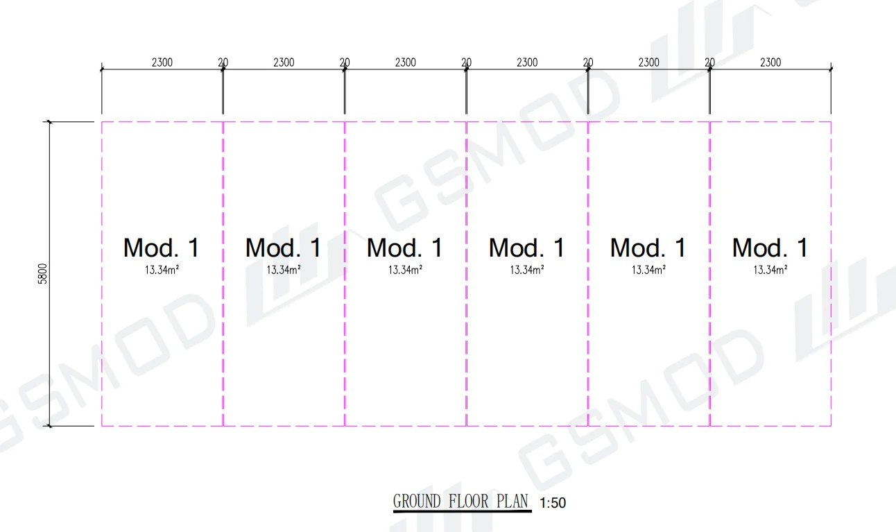 Australia modular office building module layout plan with 6 factory-built modules