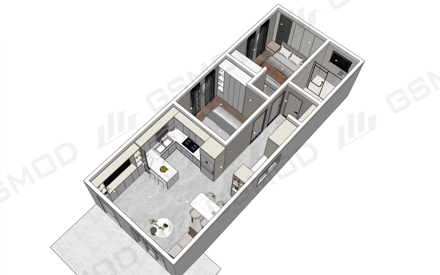 Interior floor plan of a Sydney modular granny flat.