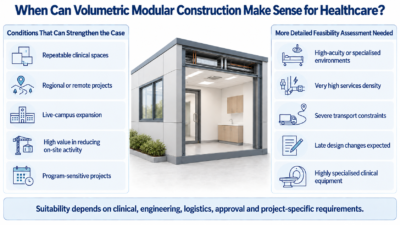 Healthcare project conditions that can strengthen or limit suitability for volumetric modular construction