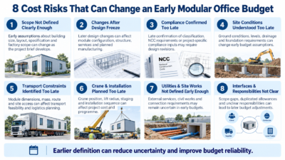 Eight project risks that can cause an early modular office budget to change
