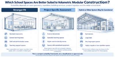 School space suitability categories for permanent volumetric modular construction
