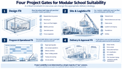 Four project gates for assessing permanent modular school suitability